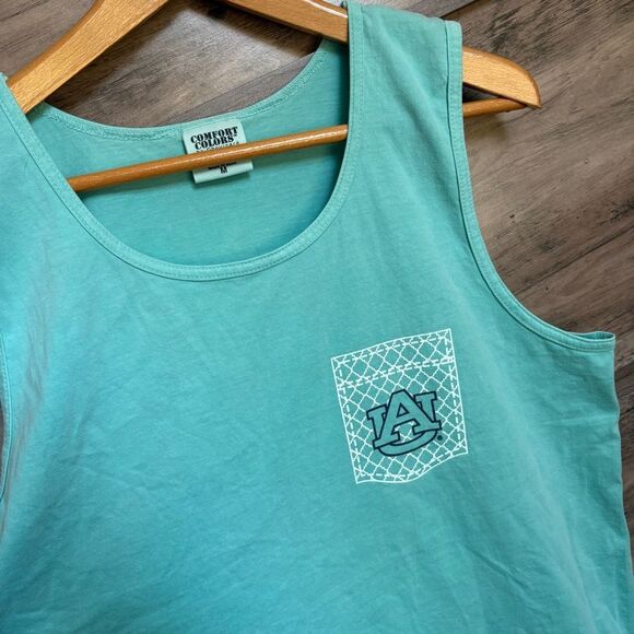 Aqua Turquoise Comfort Colors Sleeveless Auburn University Top Shirt Women’s M - Picture 5 of 8